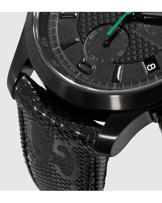  Shop Authentic Gucci G Timeless Quartz Chronograph Black Dial Black Leather Strap Watch For Men - YA126244 - Luxxuri