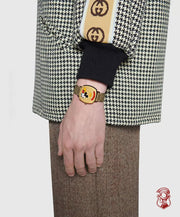  Shop Authentic Gucci Grip Disney Mickey Mouse Gold Dial Brown Leather Strap Watch For Women - YA157420 - Luxxuri
