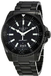  Shop Authentic Gucci Dive Quartz Black Dial Black Steel Strap Watch For Men - YA136205 - Luxxuri