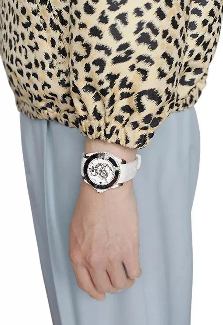  Shop Authentic Gucci Dive Quartz White Dial White Rubber Strap Watch For Men - YA136330 - Luxxuri