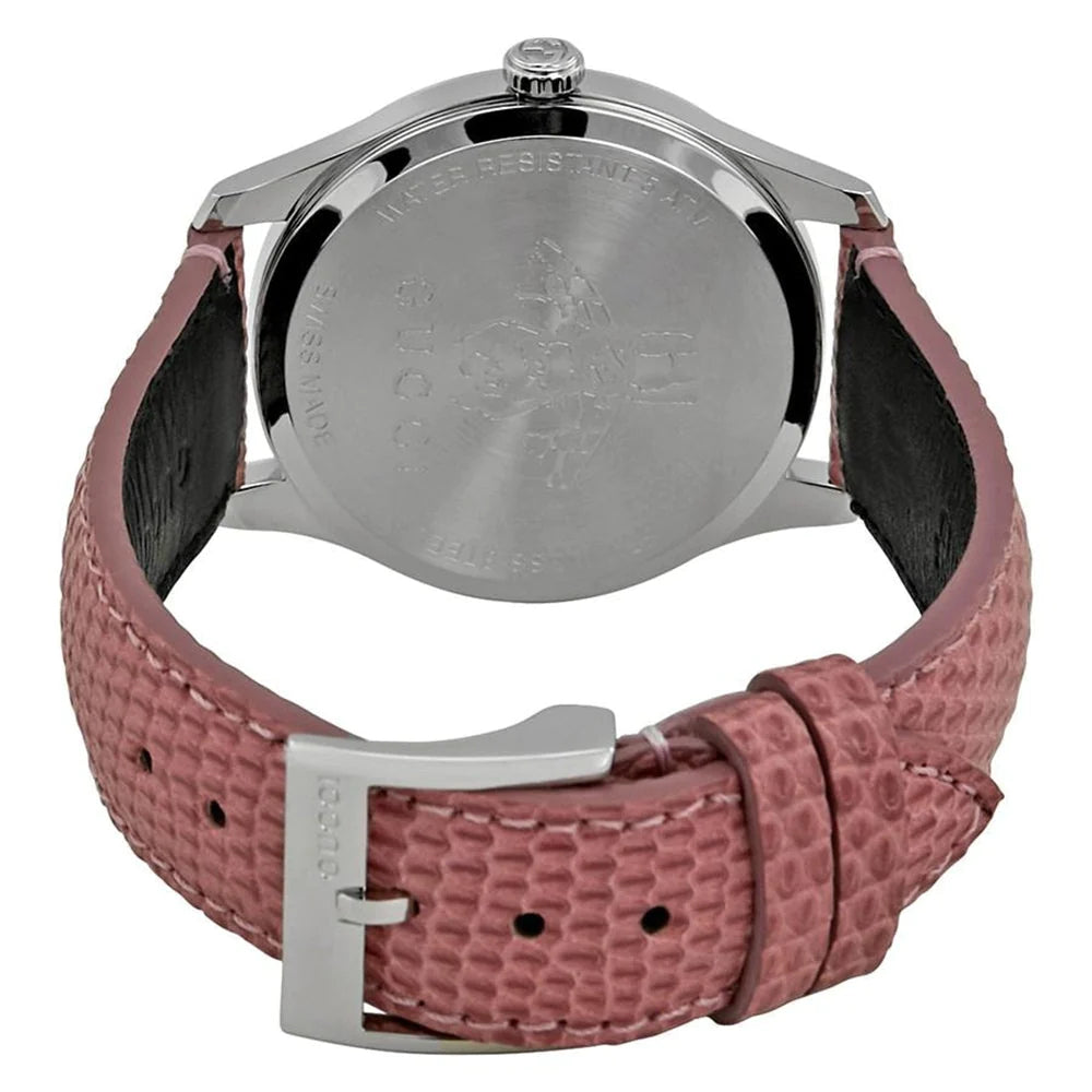  Shop Authentic Gucci G Timeless Quartz Diamonds Pink Dial Red Leather Strap Watch For Women - YA1265017 - Luxxuri