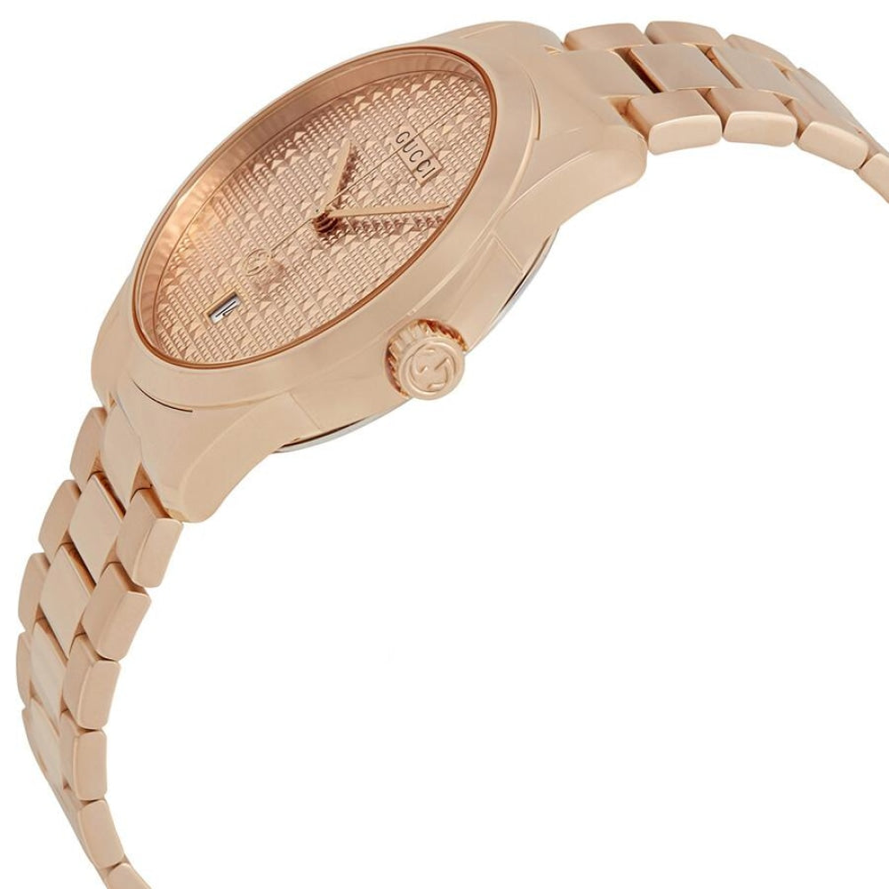  Shop Authentic Gucci G Timeless Quartz Gold Dial Gold Steel Strap Watch For Women - YA126482 - Luxxuri