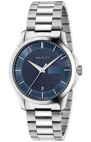  Shop Authentic Gucci G Timeless Blue Dial Silver Steel Strap Watch For Men - YA126440 - Luxxuri