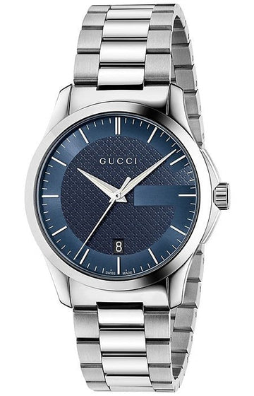  Shop Authentic Gucci G Timeless Blue Dial Silver Steel Strap Watch For Men - YA126440 - Luxxuri