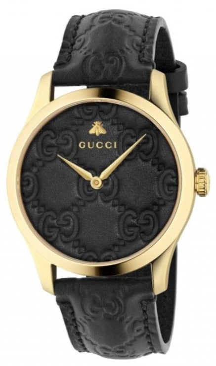  Shop Authentic Gucci G Timeless Quartz Black Dial Black Leather Strap Watch For Women - YA1264034A - Luxxuri