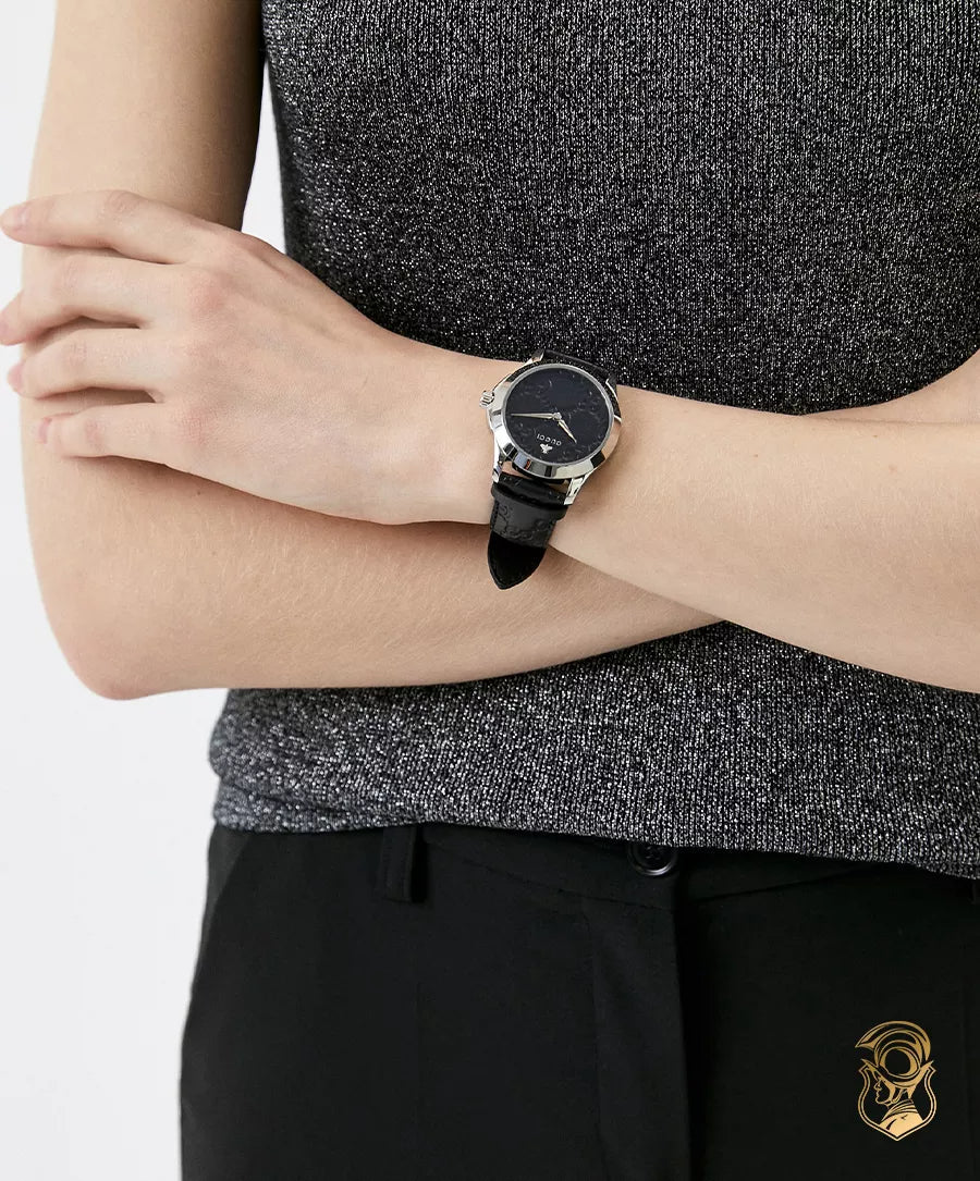  Shop Authentic Gucci G Timeless Quartz Black Dial Black Leather Strap Watch For Men - YA1264031 - Luxxuri