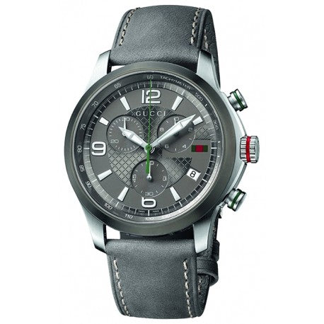  Shop Authentic Gucci G Timeless Chronograph Grey Dial Grey Leather Strap Watch For Men - YA126242 - Luxxuri