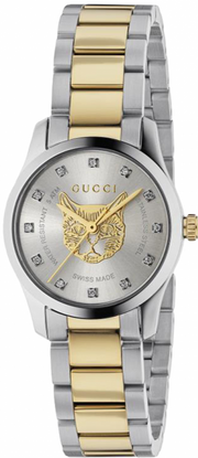  Shop Authentic Gucci G Timeless Quartz Diamonds Silver Dial Two Tone Steel Strap Watch For Women - YA1265016 - Luxxuri