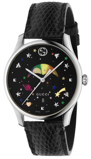  Shop Authentic Gucci G-Timeless Moonphase Black Dial Black Leather Strap Watch For Men - YA1264045 - Luxxuri