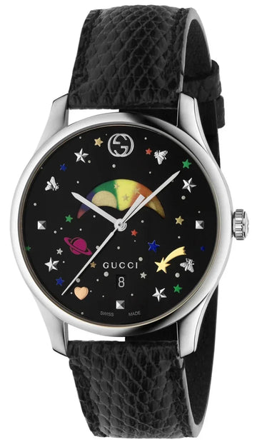 Shop Authentic Gucci G-Timeless Moonphase Black Dial Black Leather Strap Watch For Men - YA1264045 - Luxxuri