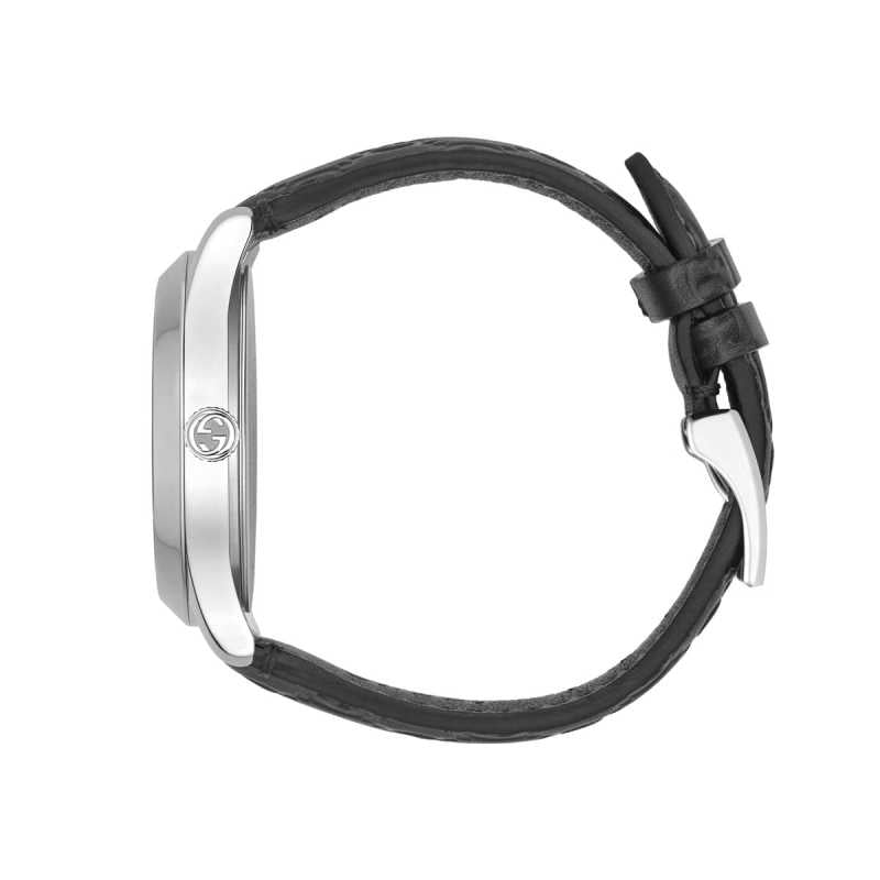  Shop Authentic Gucci G Timeless Quartz Black Dial Black Leather Strap Watch For Men - YA1264031 - Luxxuri