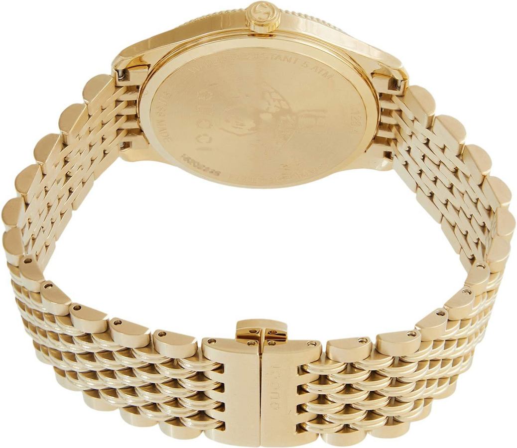  Shop Authentic Gucci G Timeless Quartz Silver Dial Gold Steel Strap Watch For Women - YA1264155 - Luxxuri