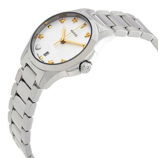  Shop Authentic Gucci G Timeless White Dial Silver Steel Strap Watch For Women - YA126572A - Luxxuri
