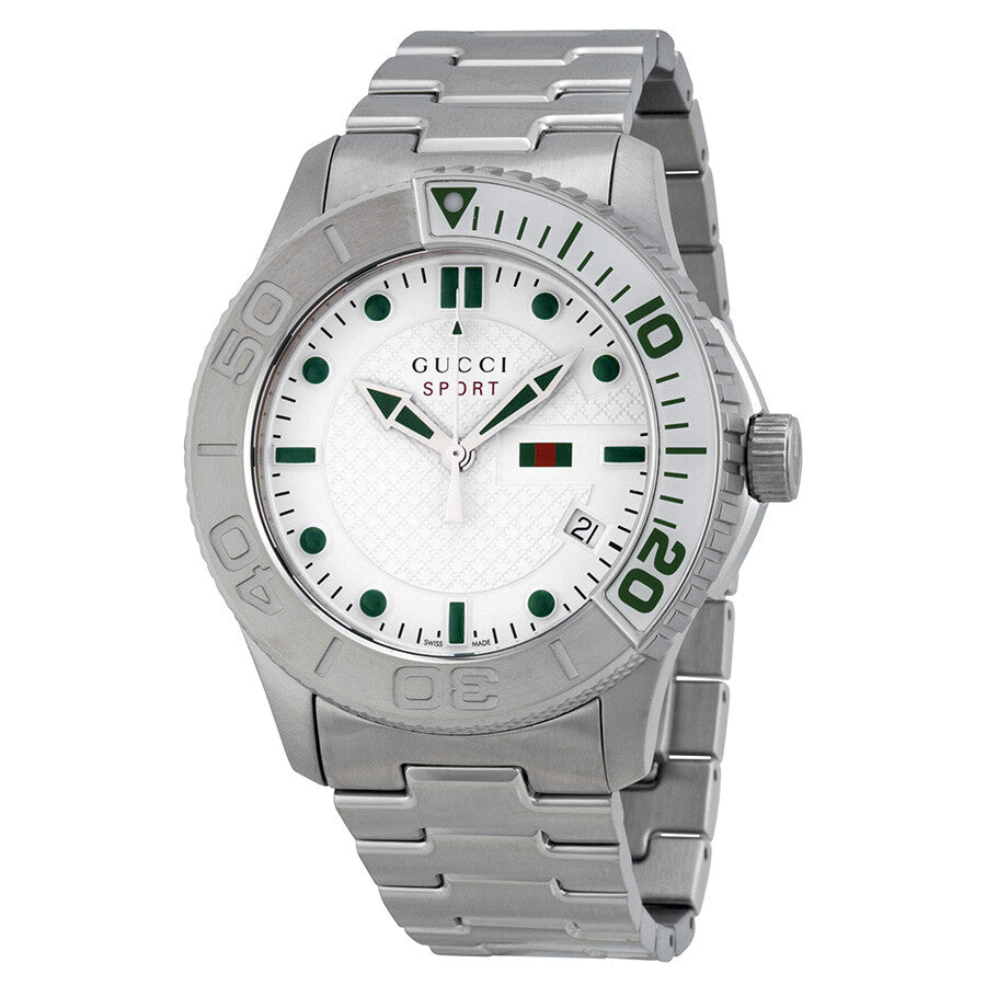  Shop Authentic Gucci G Timeless Silver Dial Silver Steel Strap Watch For Men - YA126232 - Luxxuri