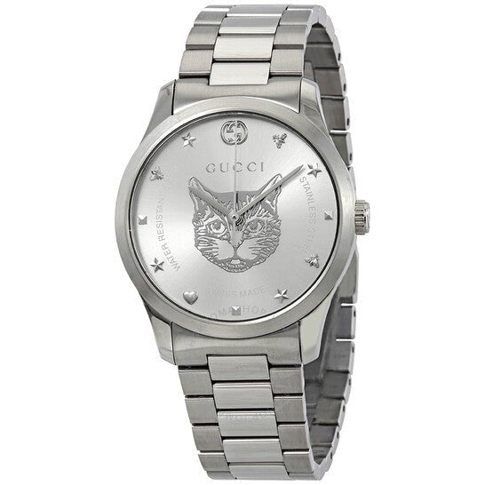  Shop Authentic Gucci G Timeless Silver Dial Silver Steel Strap Watch For Women - YA1264095 - Luxxuri