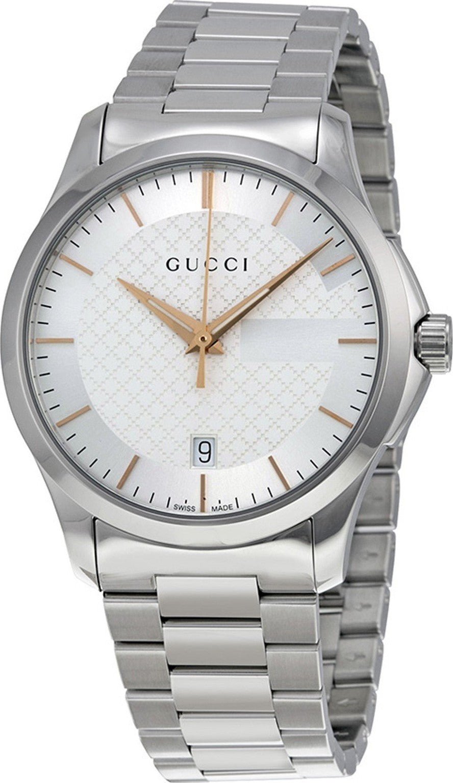  Shop Authentic Gucci G Timeless Silver Dial Silver Steel Strap Unisex Watch - YA126442 - Luxxuri