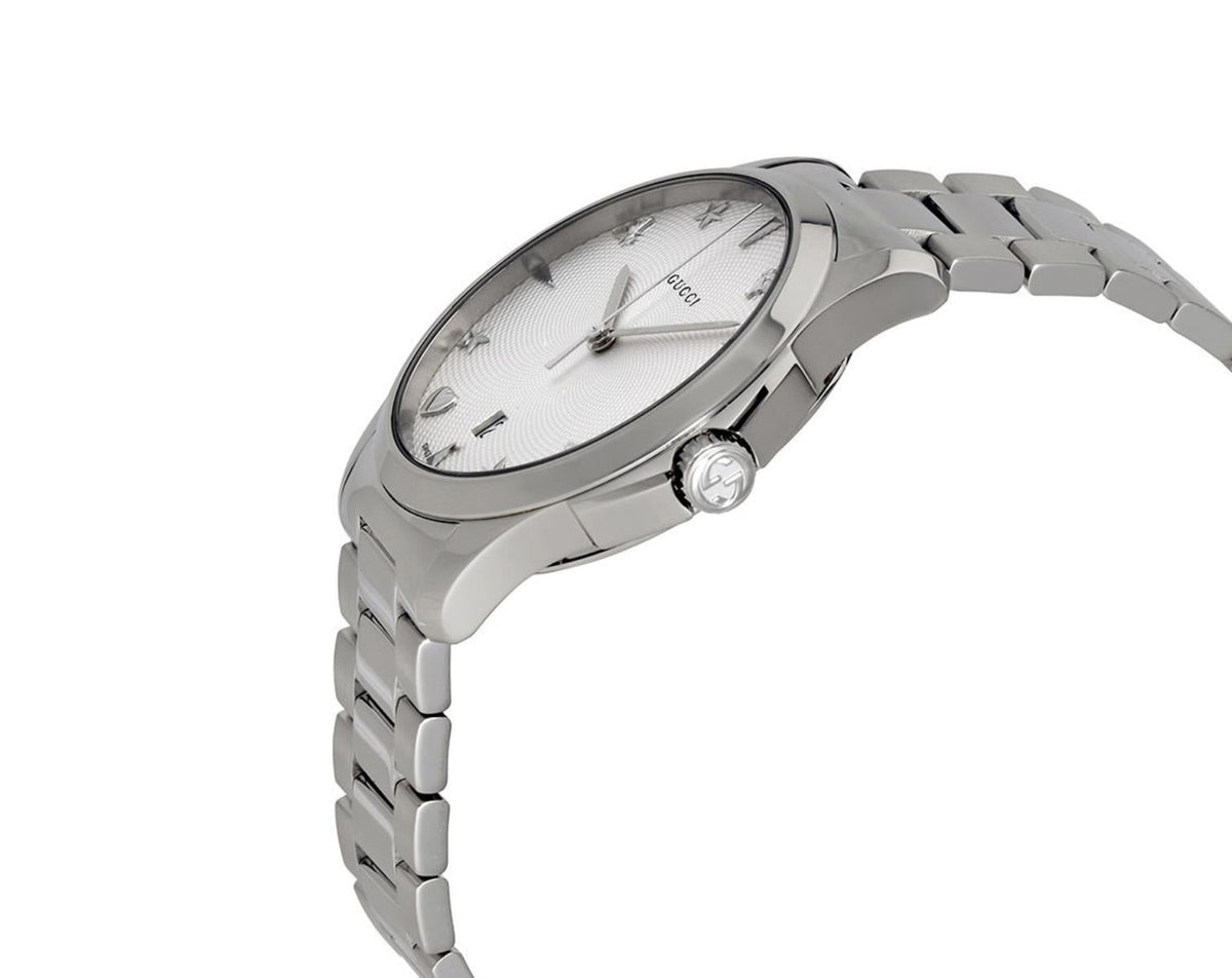  Shop Authentic Gucci G Timeless Silver Dial Silver Steel Strap Watch For Women - YA1264028 - Luxxuri
