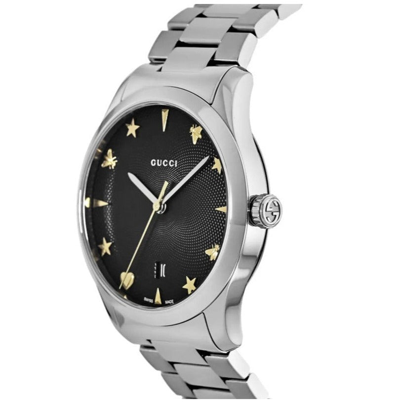  Shop Authentic Gucci G Timeless Black Dial Silver Steel Strap Watch For Women - YA1264029A - Luxxuri