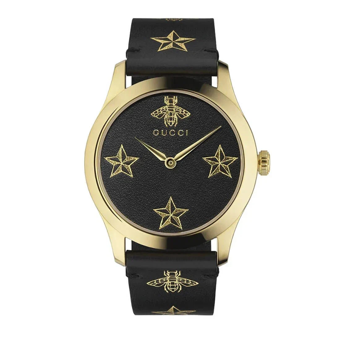  Shop Authentic Gucci G Timeless Bee Motif Black Dial Black Leather Strap Watch For Women - YA1264055 - Luxxuri