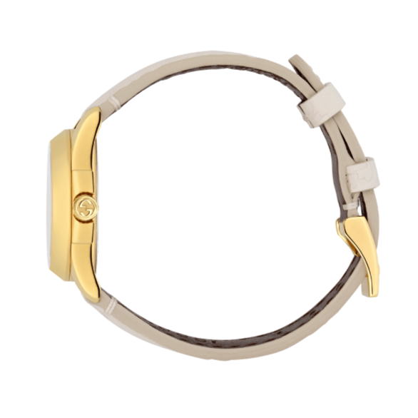  Shop Authentic Gucci G Timeless Quartz White Dial White Leather Strap Watch For Women - YA126580A - Luxxuri