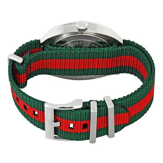  Shop Authentic Gucci GG2570 Quartz Black Dial Green & Red Nylon Strap Watch For Men - YA142305 - Luxxuri
