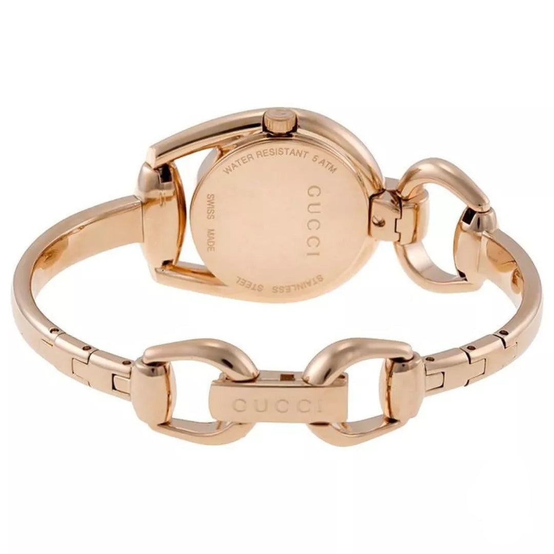  Shop Authentic Gucci Horsebit Collection Black Dial Rose Gold Steel Strap Watch For Women - YA139507 - Luxxuri
