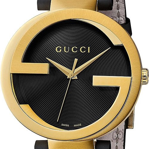  Shop Authentic Gucci Interlocking Special Edition Grammy Black Dial Black Leather Strap Watch For Men - YA133208 - Luxxuri