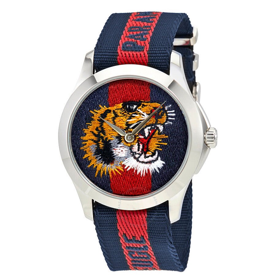  Shop Authentic Gucci G Timless Le Marche Des Merveilles Blue & Red Dial Blue & Red Nylon Strap Unisex Watch  - YA126495 - Luxxuri