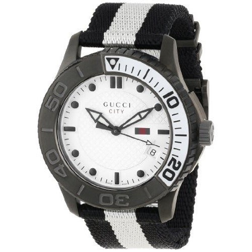  Shop Authentic Gucci G Timeless XL White Dial Two Tone NATO Strap Watch For Men - YA126243 - Luxxuri