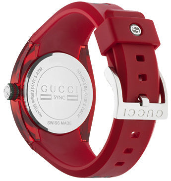  Shop Authentic Gucci Sync Quartz Red Dial Red Rubber Strap Watch For Women - YA137303 - Luxxuri