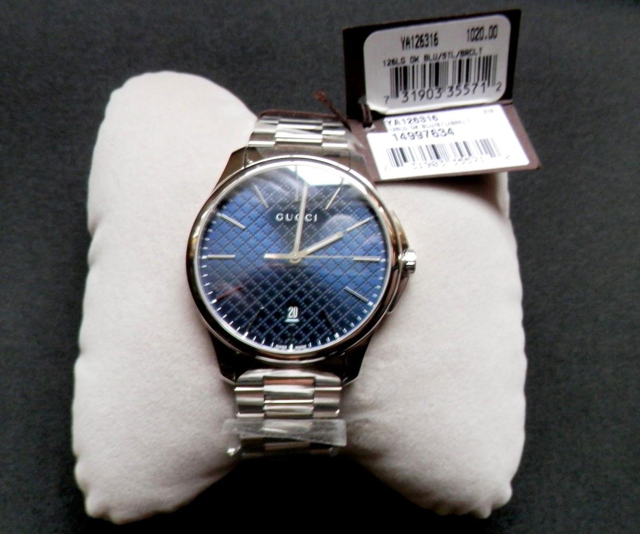  Shop Authentic Gucci G Timeless Blue Dial Silver Steel Strap Watch For Men - YA126316 - Luxxuri