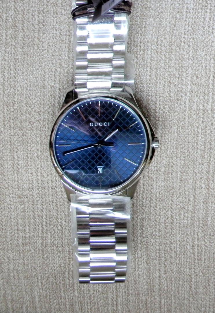  Shop Authentic Gucci G Timeless Blue Dial Silver Steel Strap Watch For Men - YA126316 - Luxxuri