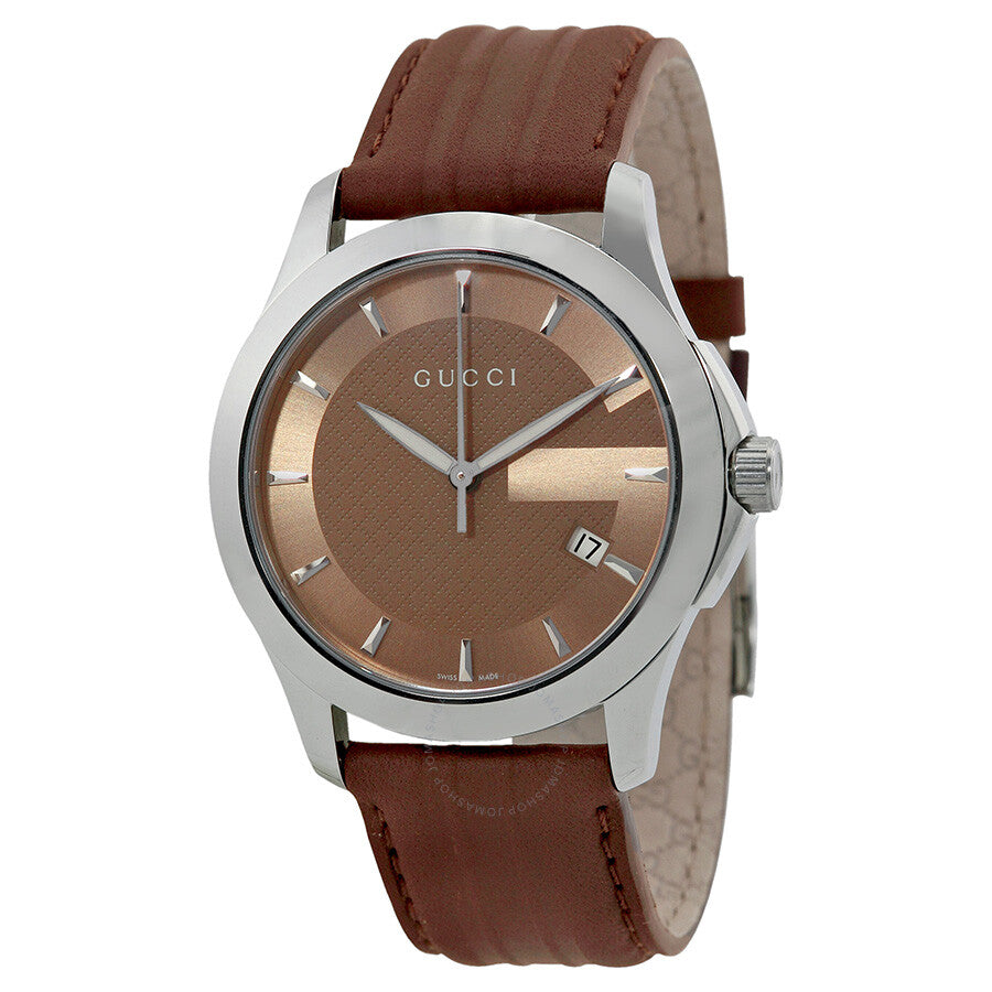  Shop Authentic Gucci G Timeless Quartz Brown Dial Brown Rubber Strap Watch For Men - YA126403 - Luxxuri
