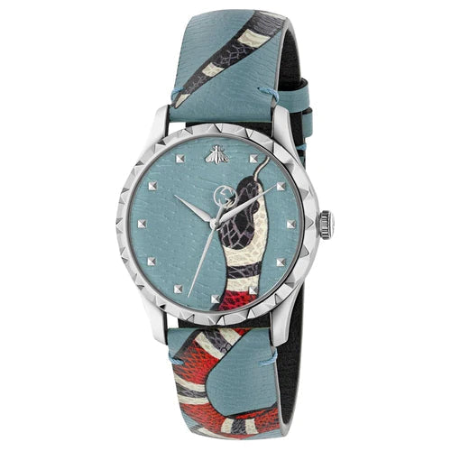  Shop Authentic Gucci G Timeless Quartz Blue Dial Blue Leather Strap Watch For Men - YA1264080 - Luxxuri