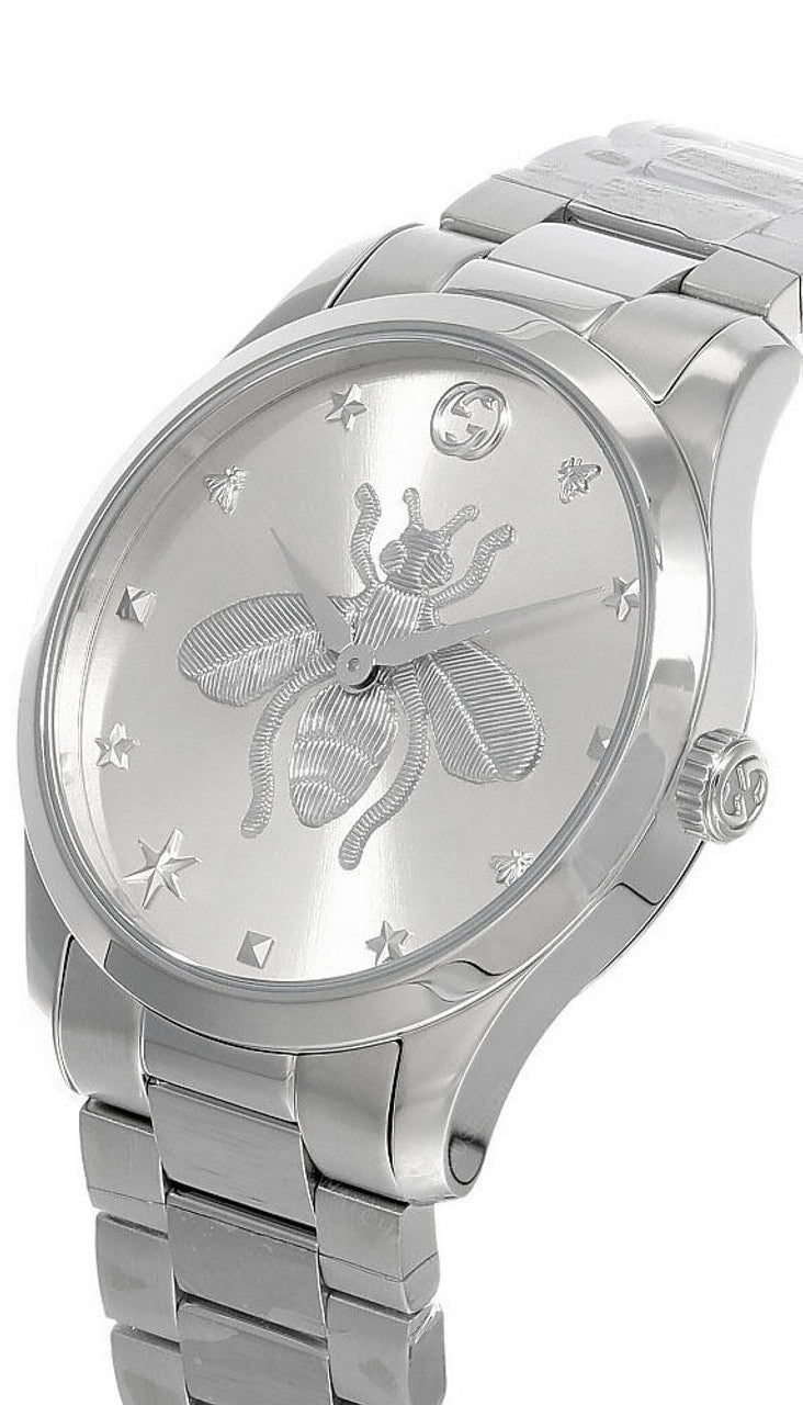  Shop Authentic Gucci G Timeless Silver Dial Silver Steel Strap Watch For Women - YA1264126 - Luxxuri