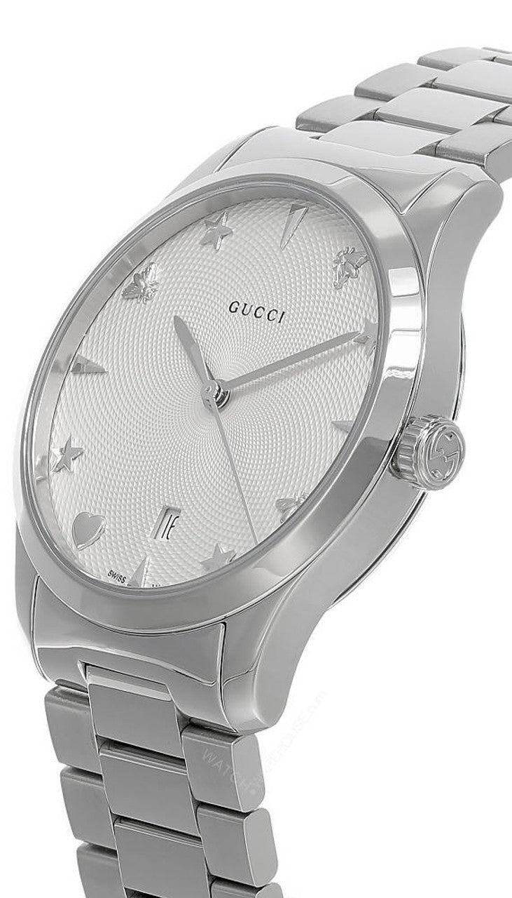  Shop Authentic Gucci G Timeless White Dial Silver Steel Strap Watch For Women - YA1264028A - Luxxuri