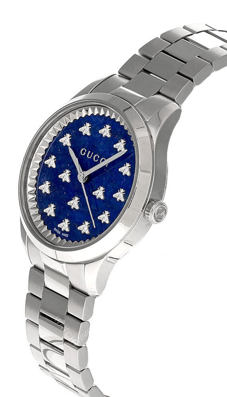 Shop Authentic Gucci G Timeless Quartz Blue Dial Silver Steel Strap Watch for Women - YA1265043 - Luxxuri
