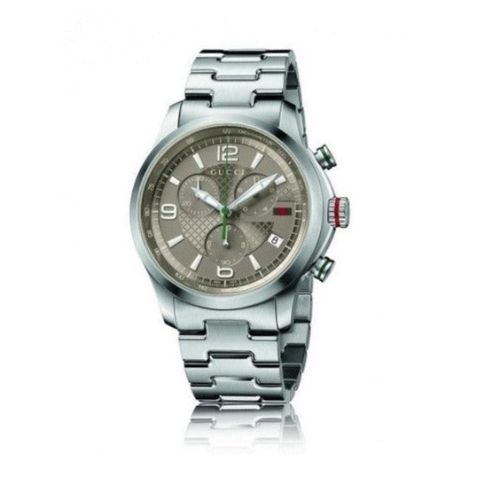  Shop Authentic Gucci G Timeless Brown Dial Silver Steel Strap Watch For Men - YA126248 - Luxxuri