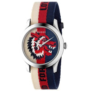  Shop Authentic Gucci G Timeless Quartz White Red Blue Dial Multicolored NATO Strap Watch For Men - YA1264059 - Luxxuri