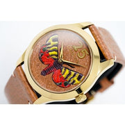  Shop Authentic Gucci G Timeless Butterfly Brown Dial Brown Leather Strap Watch For Women - YA1264063 - Luxxuri