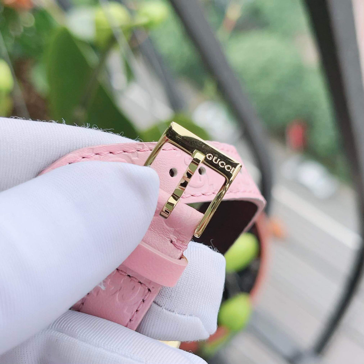  Shop Authentic Gucci G Timeless Quartz Pink Dial Pink Leather Strap Watch For Women - YA1265005 - Luxxuri