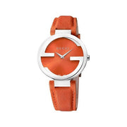  Shop Authentic Gucci Interlocking G Quartz Orange Dial Orange Leather Strap Watch For Women - YA133316 - Luxxuri