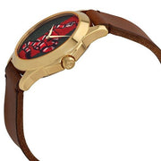  Shop Authentic Gucci Le Marche Des Merveilles Green and Red Dial Brown Leather Strap Unisex Watch - YA1264012 - Luxxuri