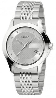  Shop Authentic Gucci G Timeless Diamonds Silver Dial Silver Steel Strap Watch For Men - YA126404 - Luxxuri