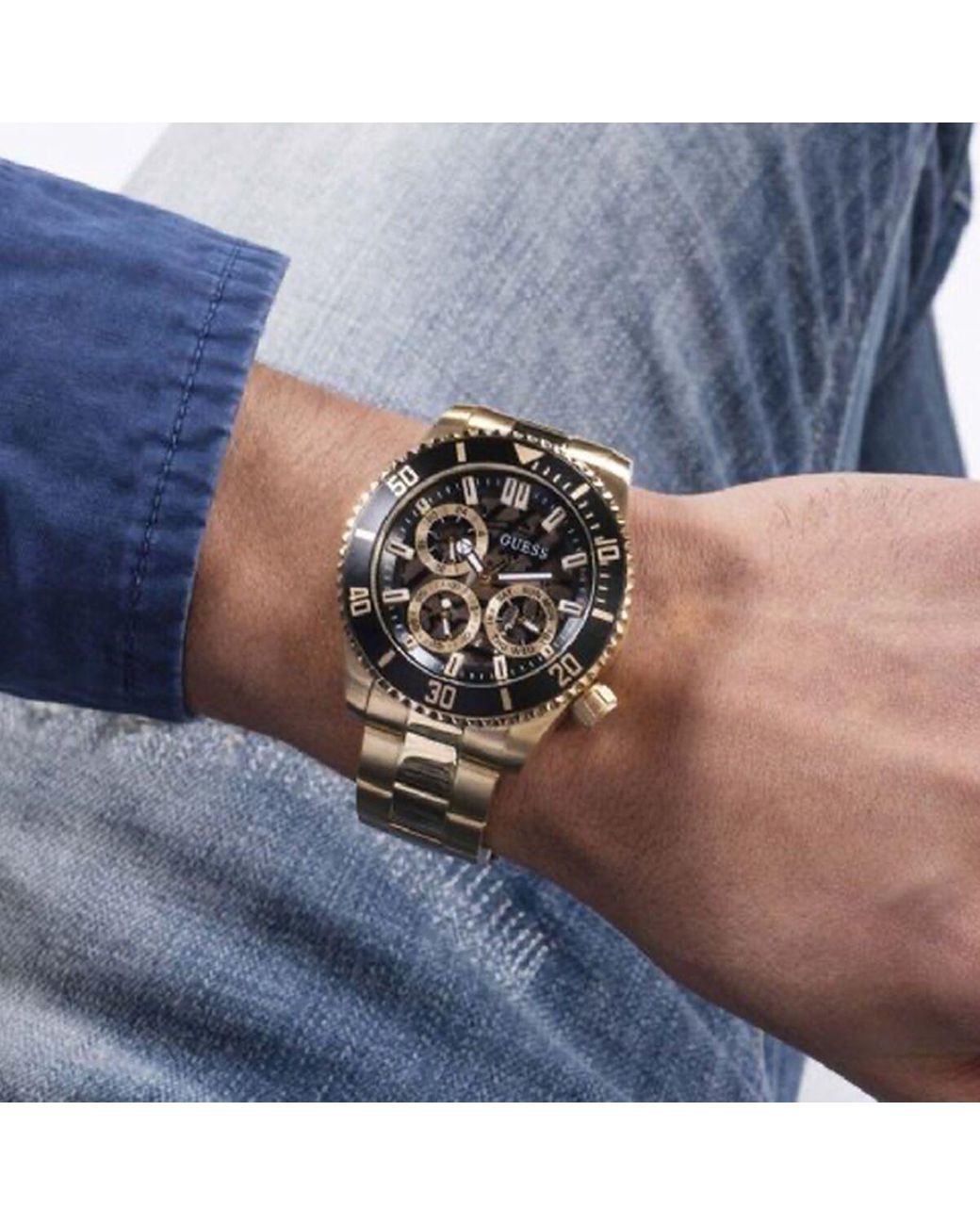  Shop Authentic Guess Chaser Multifunction Blue Dial Gold Steel Strap Watch for Men - W0172G5 - Luxxuri