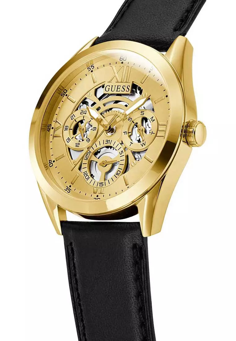  Shop Authentic Guess Tailor Gold Dial Black Leather Strap Watch for Men - GW0389G2 - Luxxuri