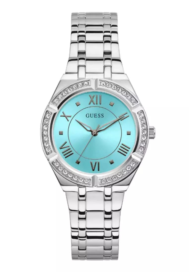  Shop Authentic Guess Cosmo Diamonds Turquoise Dial Silver Steel Strap Watch for Women - GW0033L7 - Luxxuri