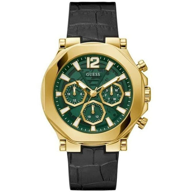  Shop Authentic Guess Edge Chronograph Green Dial Black Leather Strap Watch For Men - GW0492G3 - Luxxuri