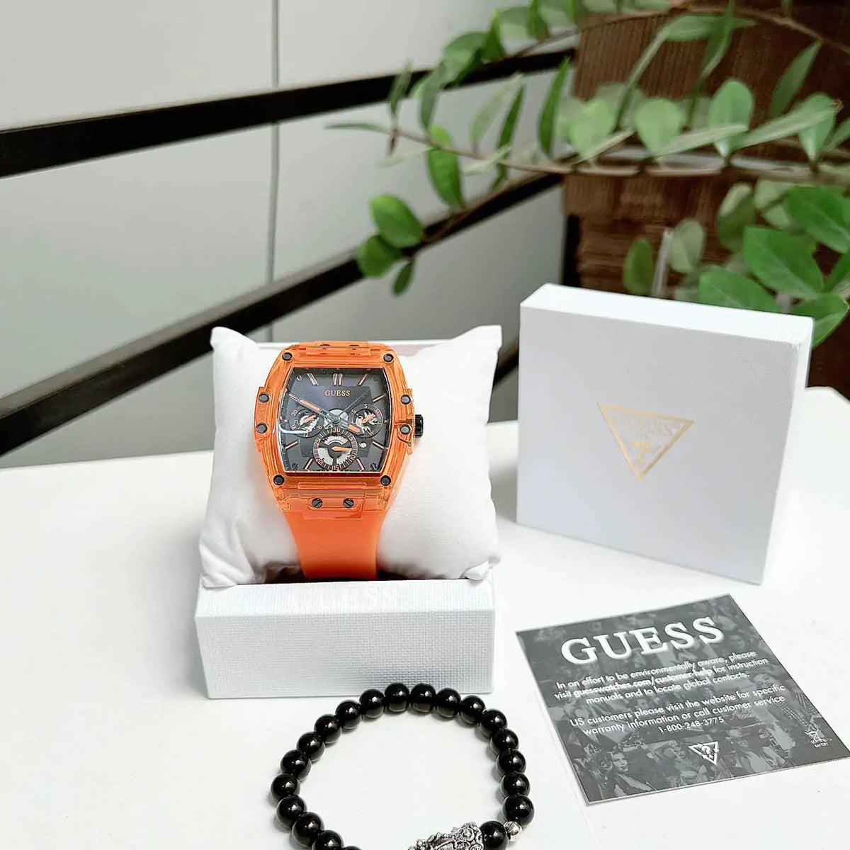  Shop Authentic Guess Phoenix Multifunction Black Dial Orange Rubber Strap Watch For Men - GW0203G10 - Luxxuri