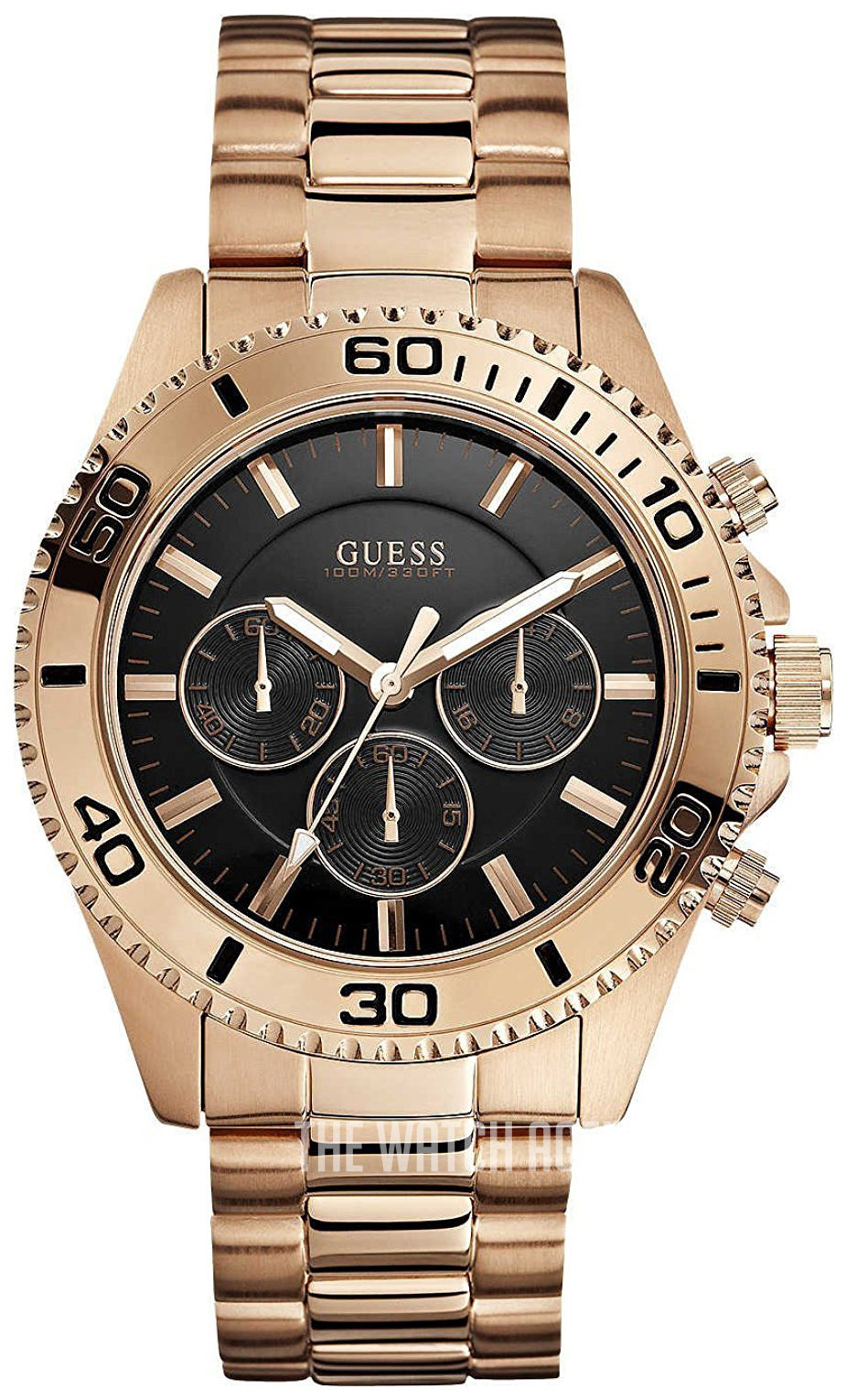  Shop Authentic Guess Chaser Chronograph Black Dial Rose Gold Steel Strap Watch for Men - W0170G3 - Luxxuri